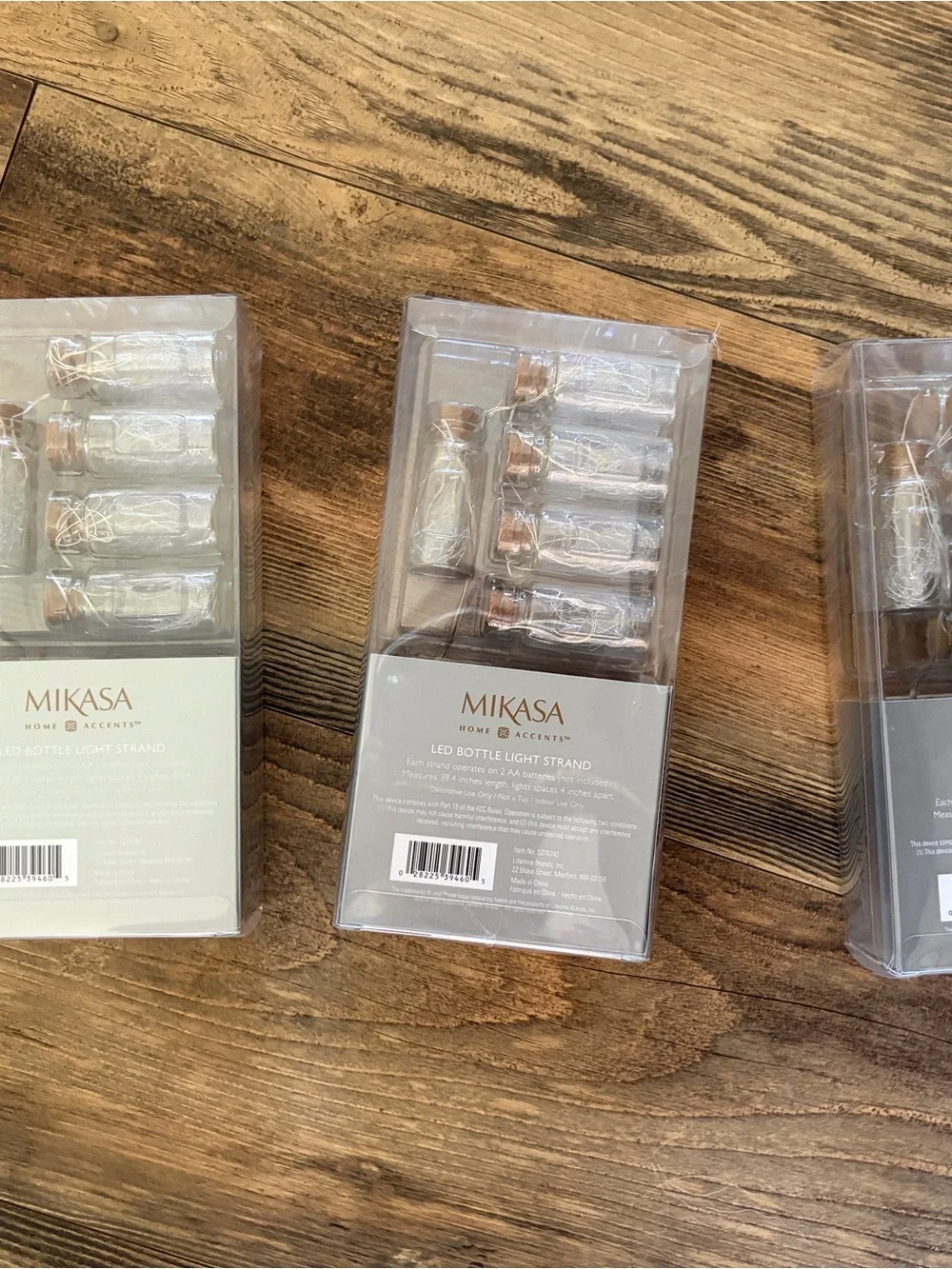 Mikasa Clear Glass Mini Bottle LED String Lights with Cork Tops; set of three